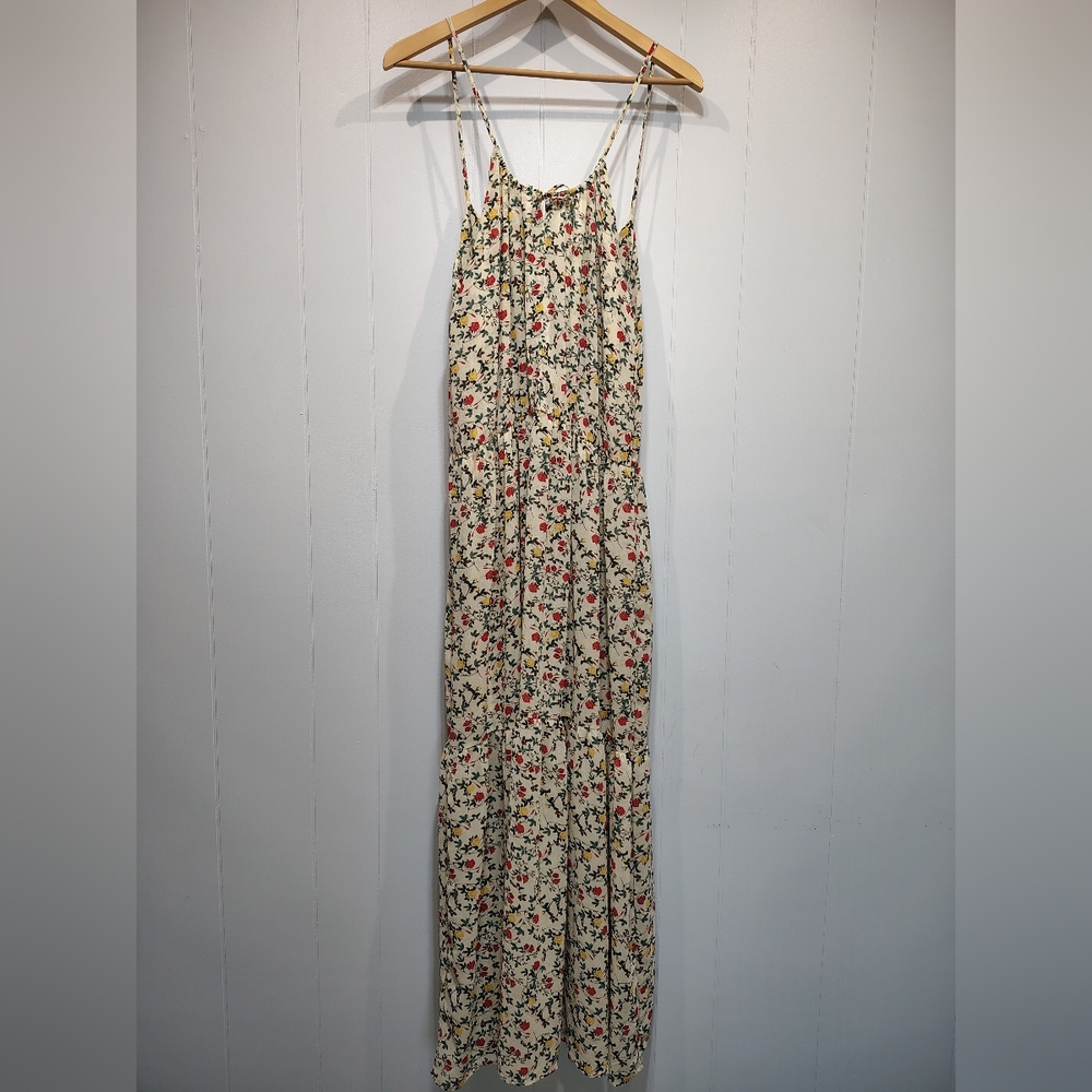 Ninexis Floral Tiered‎ Maxi Dress Cream Red Yellow Large